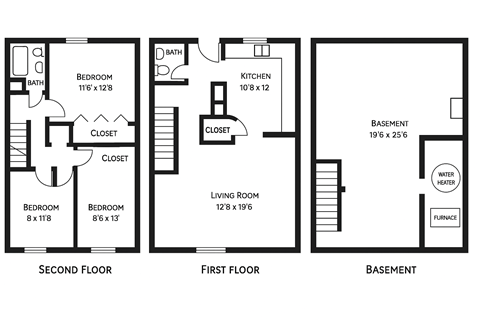 A black and white image of a floor plan for a house.